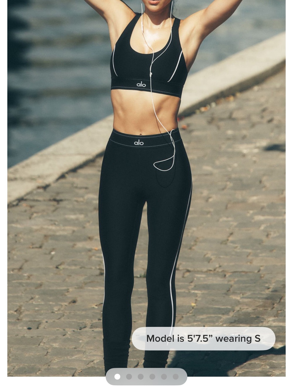 ALO Yoga Black High-Rise Performance Leggings with Contrast Piping